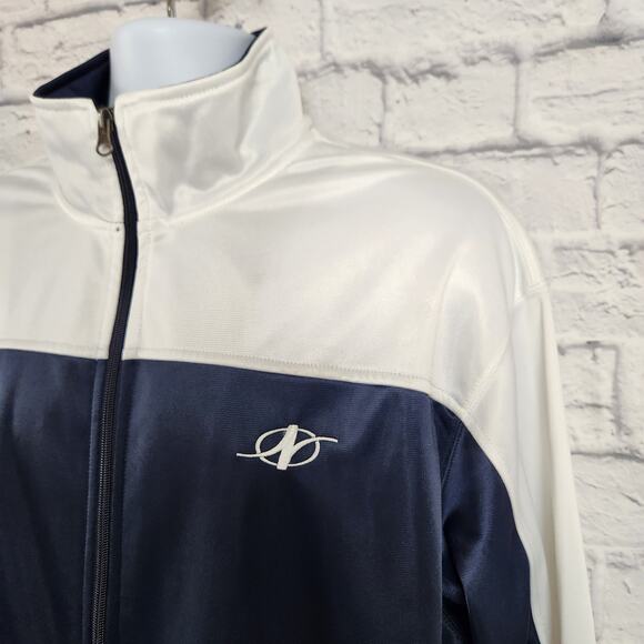 NordicTrack Jacket Mens Size Large Navy White Color Block Full Zip - Picture 5 of 14